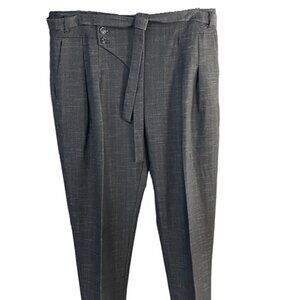 Coquille Anthro Waist Tie Pleated Ankle Length Cuffed Trousers